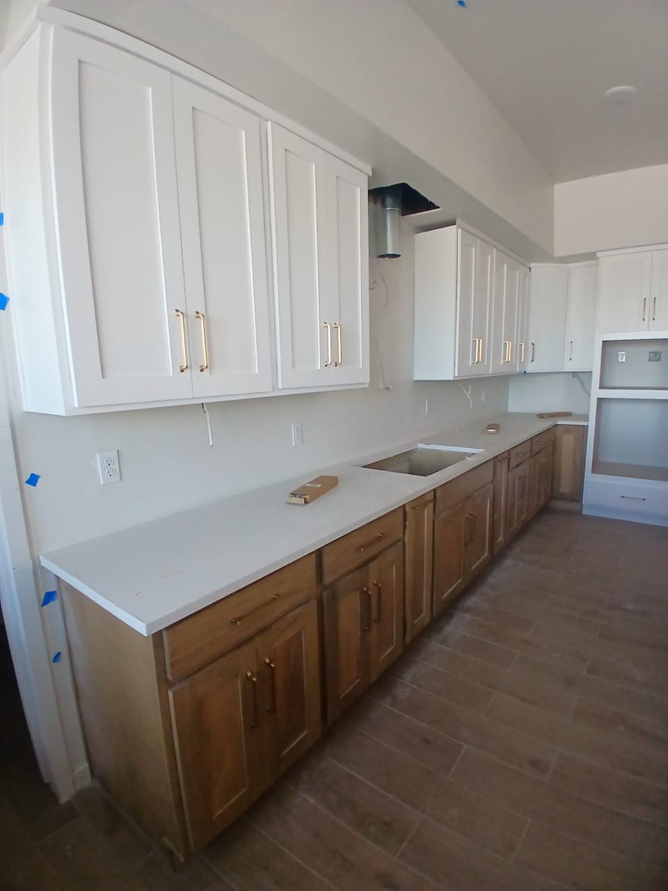 Wood base cabinets during a kitchen remodeling project