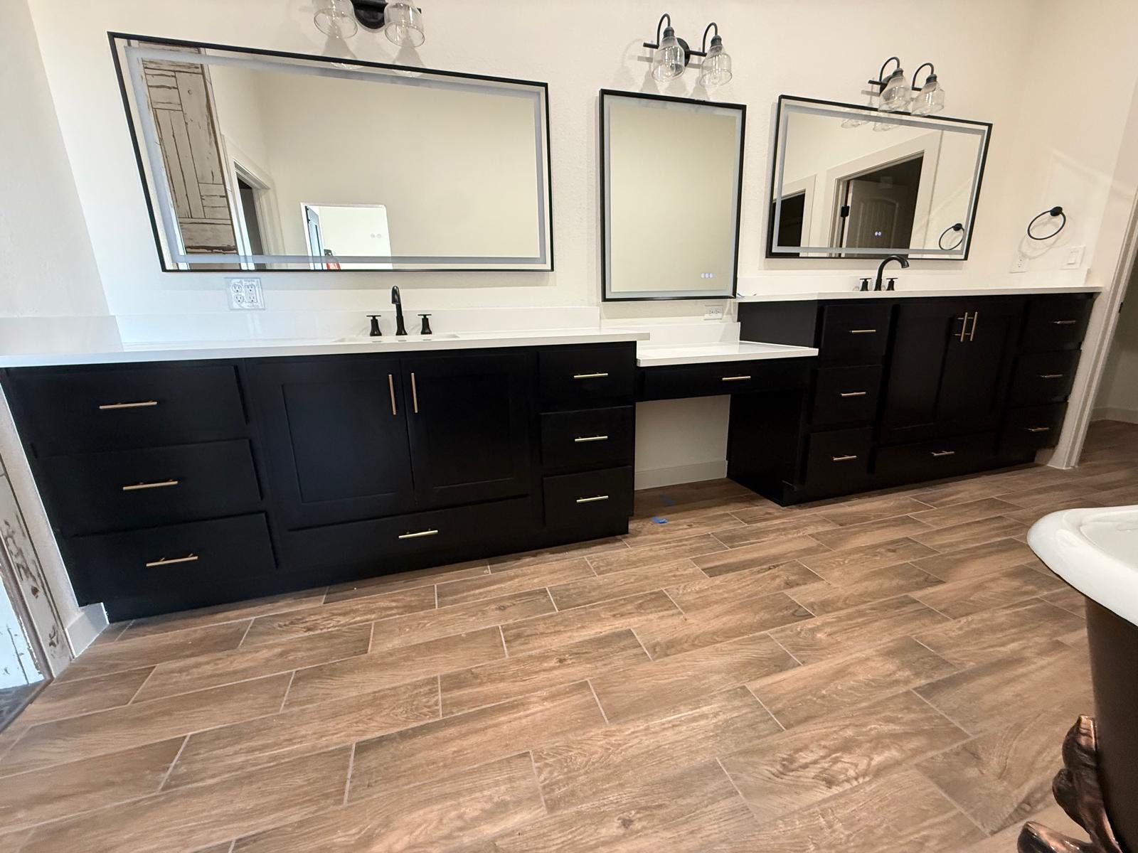 Black double bathroom vanity
