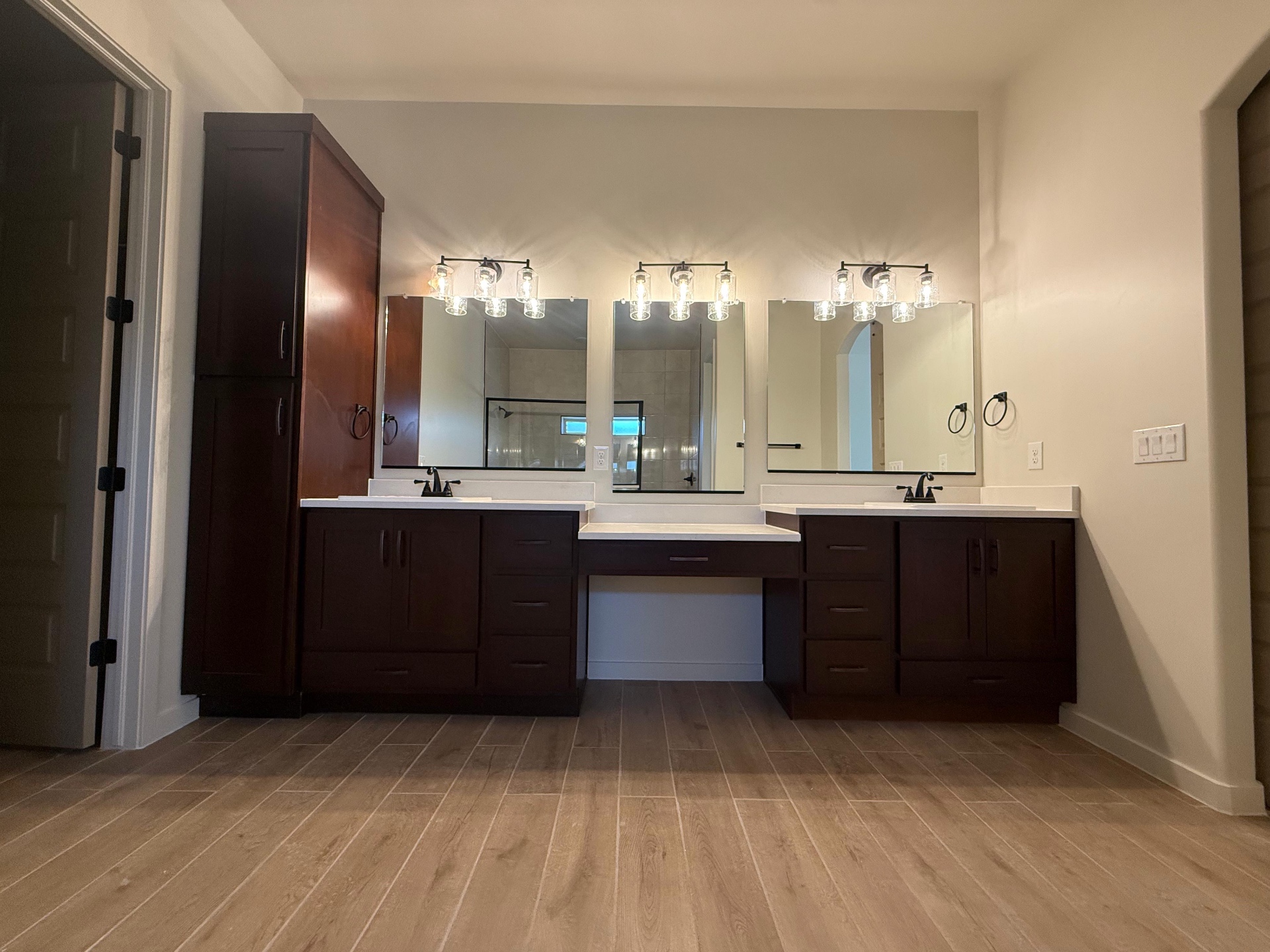 Cherry wood bathroom vanity cabinets with countertop
