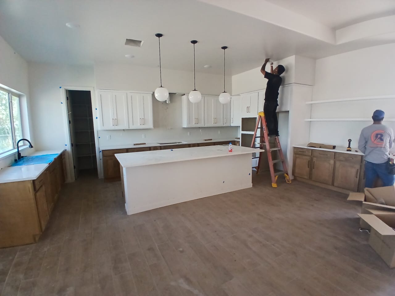 Wood kitchen cabinetry and countertop detail